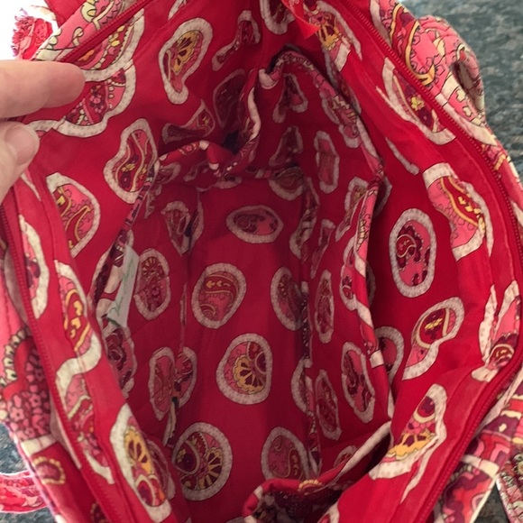 Vera Bradley Rosy Posies Shoulder Bag Red & Pink 100% Cotton Paisley Print - Picture 6 of 6